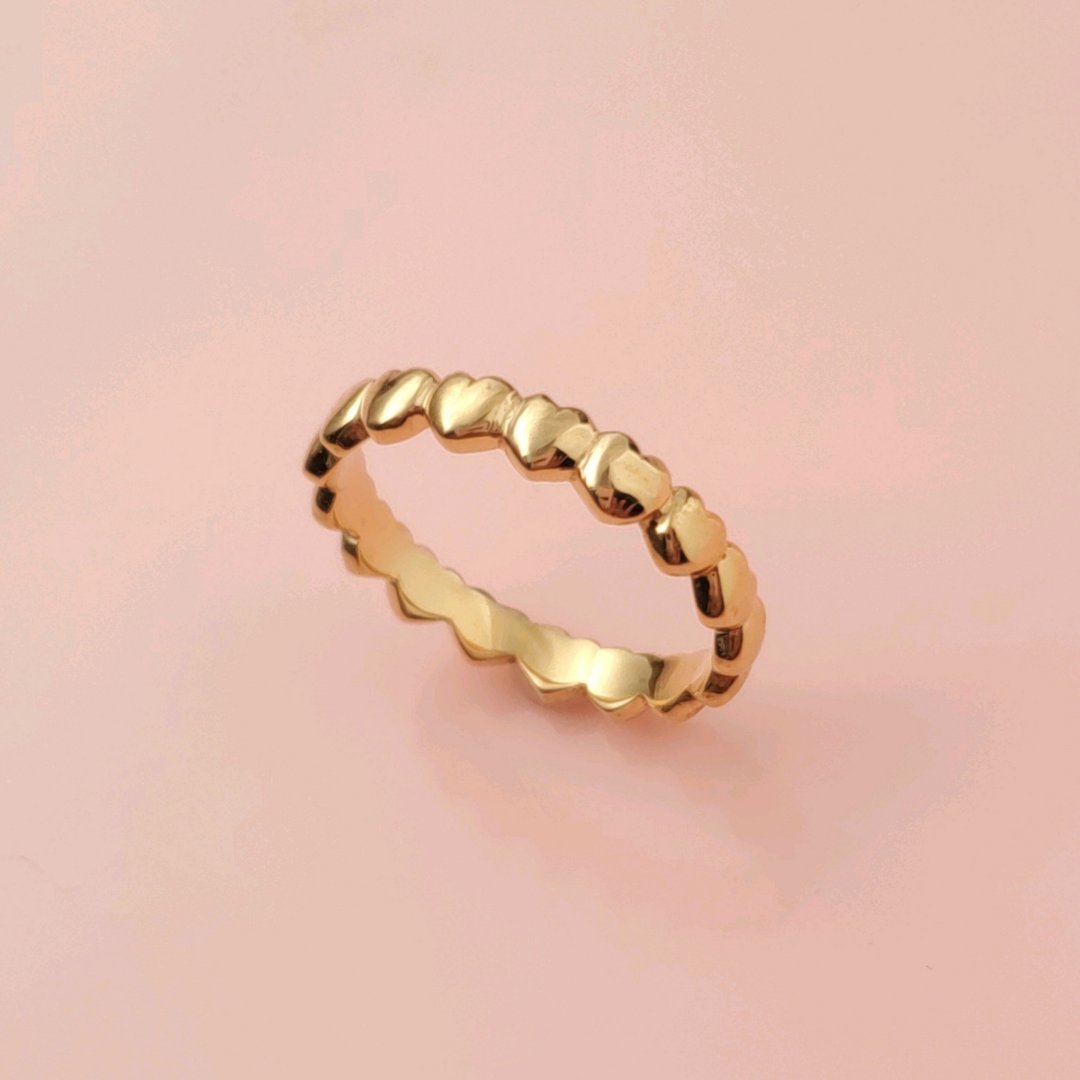 K18 plump heart eternity ring - 戒指 - 其他金属 金色