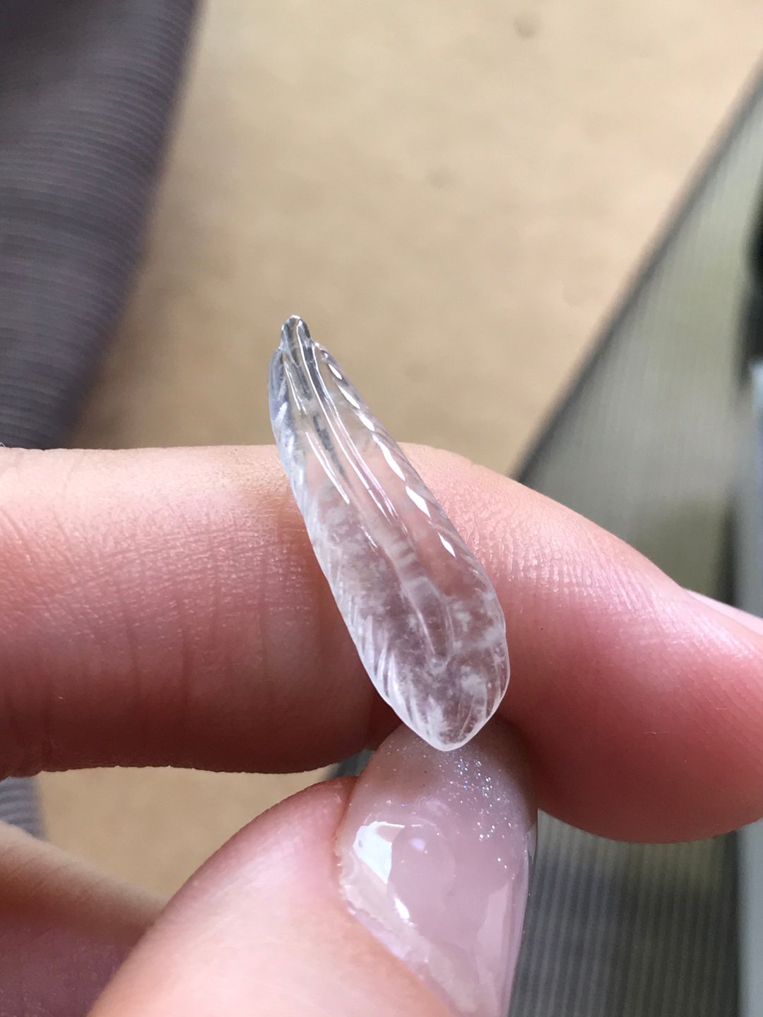 放光木拿玻璃种翡翠羽毛 | 裸石 | 天然缅甸玉A货翡翠 | 送礼 - 金工/饰品 - 玉石 透明