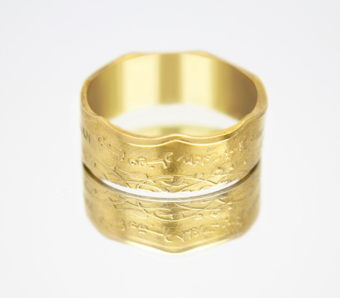 Gold Coin Ring Jordan Coin Ring 1 dinar 1996-1997 18k gold plated ring - 戒指 - 其他金属 