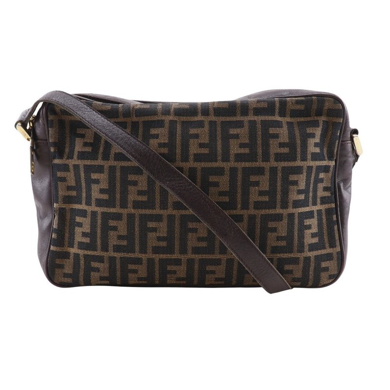 【日本直送】FENDI 芬迪 经典 zucca 帆布皮革 棕色 女士肩背包【二手】 - 侧背包/斜挎包 - 尼龙 咖啡色