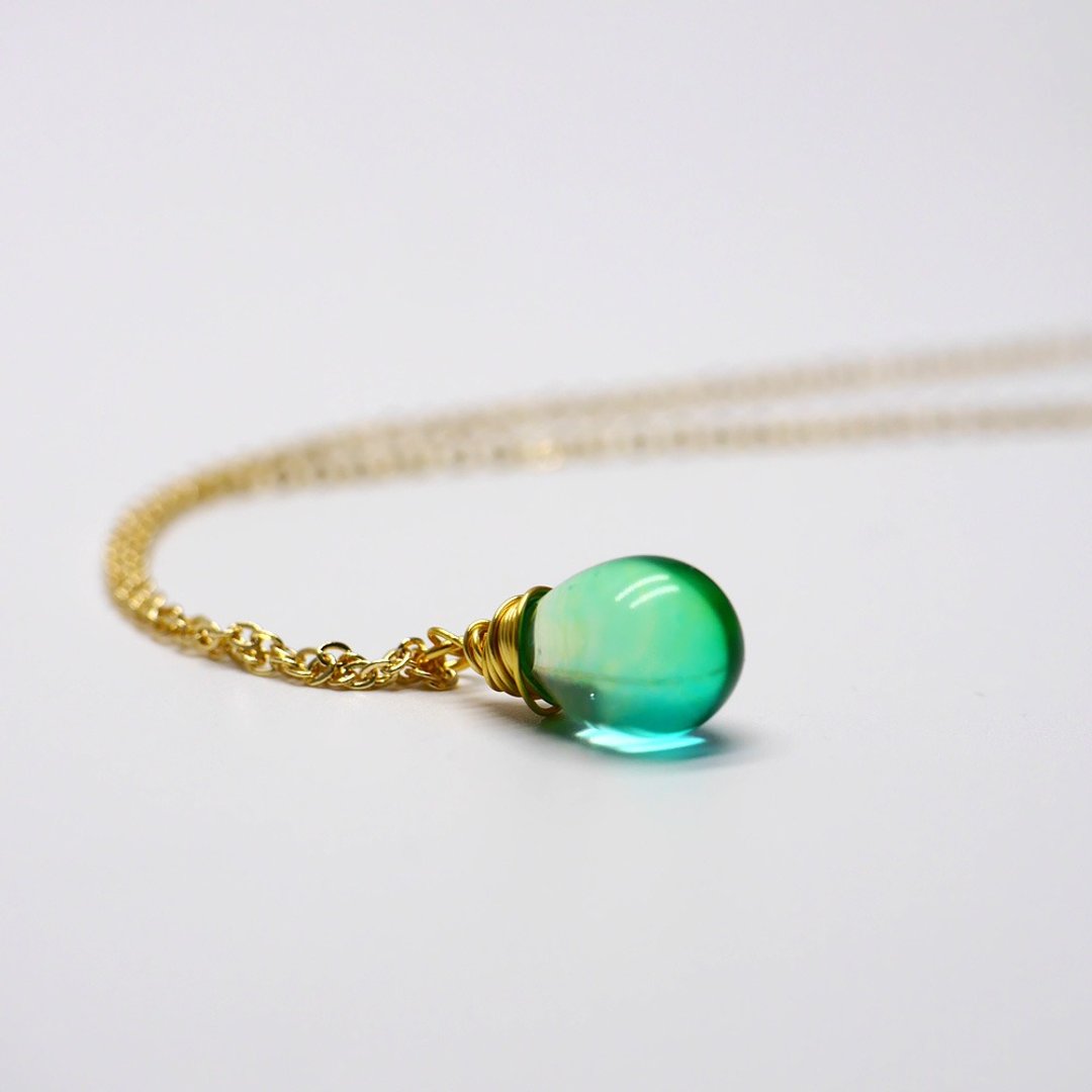 Candy Jewelry 湖水绿琉璃18K金项链  - 项链 - 琉璃 绿色