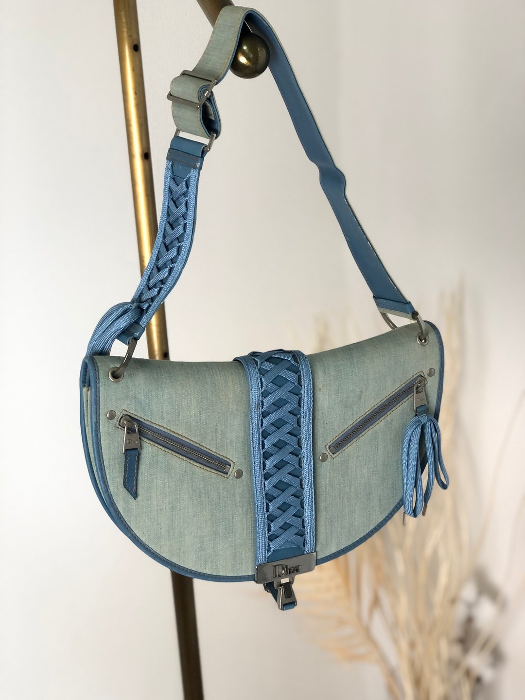 【 日本直送 名牌中古包 】Christian Dior 克里斯汀·迪奥 肩背包 靛蓝 丹宁 vintage 古董 hxugse - 侧背包/斜挎包 - 棉 蓝色