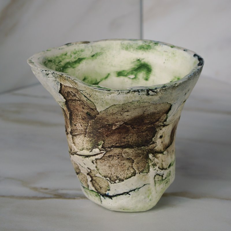 Green Forest Cactus Ceramic Pot (with bottom hole) - 花瓶/陶器 - 陶 绿色