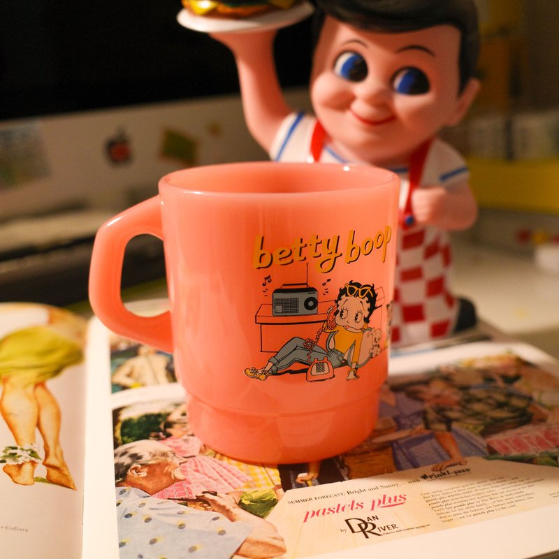 Fire King 平替 复古美式广告 牛奶杯 马克杯-  Betty 粉色 - 其他杯子 - 塑料 粉红色