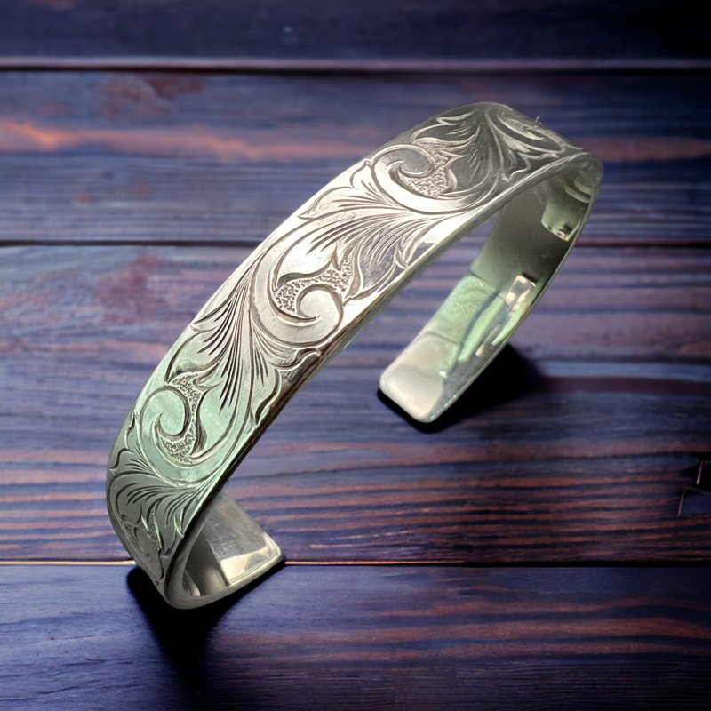 纯银卷草纹手镯 - 手链/手环 - 纯银 