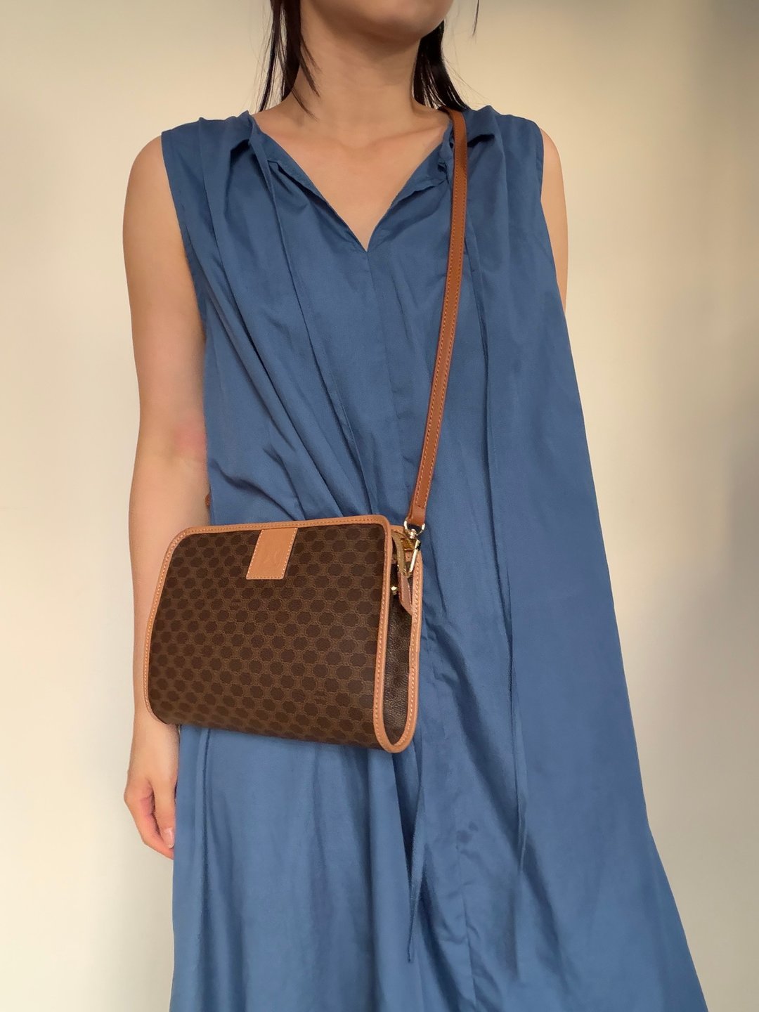 中古名牌 Celine Macadam 化妆包 手拿包 侧背包 斜背包 正品 - 侧背包/斜挎包 - 防水材质 咖啡色