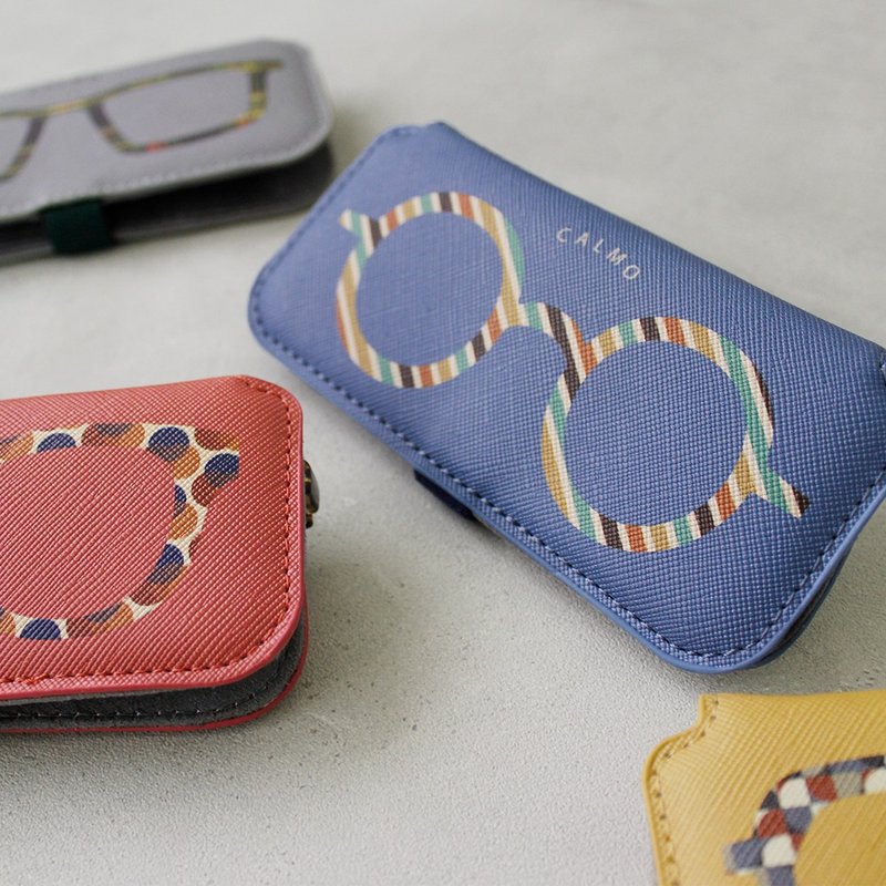 随身眼镜套 Calmo Eyeglass Case カルモ 纤薄眼镜盒 镜面印花 (马赛克) - 眼镜盒/眼镜布 - 其他人造纤维 蓝色