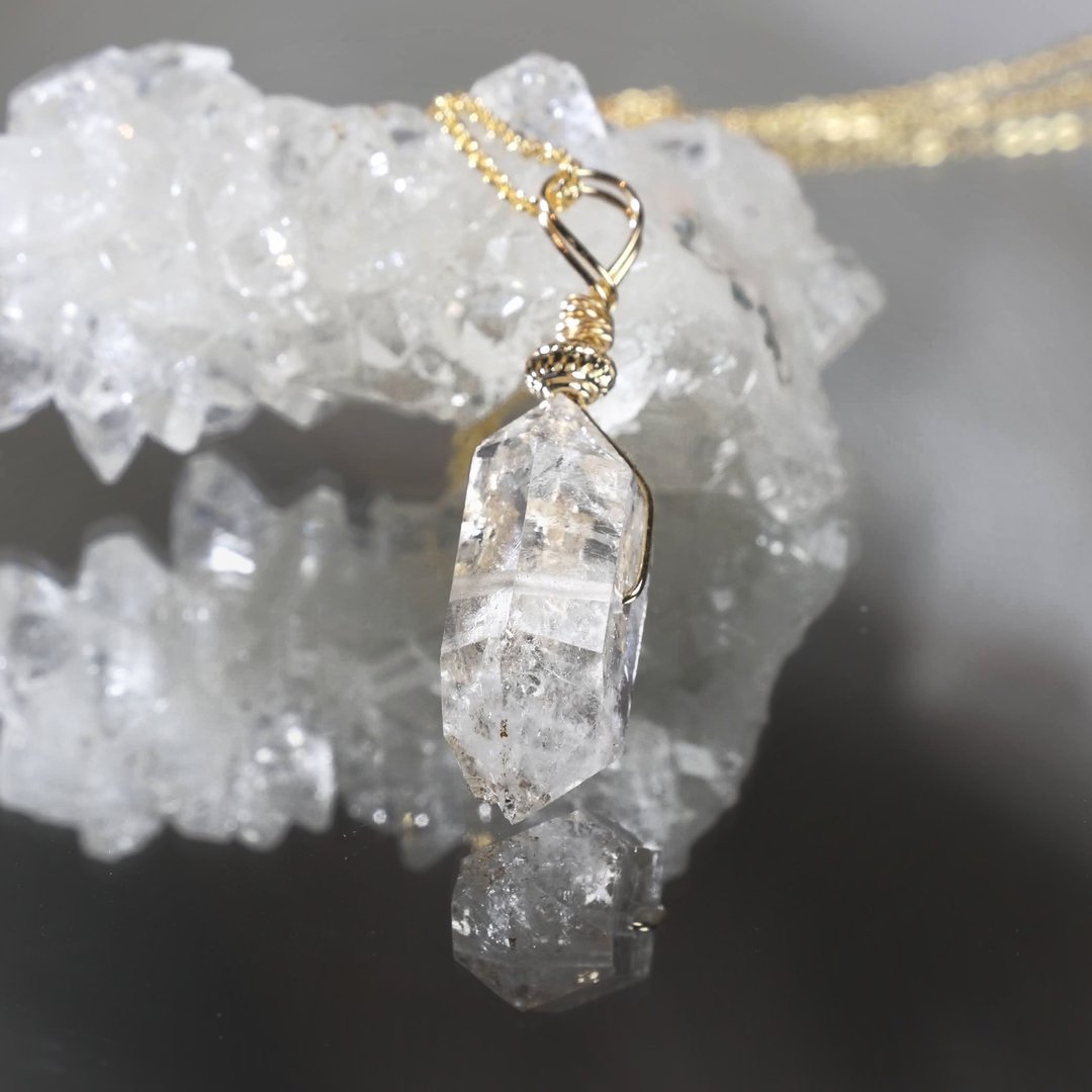 #428一图一物/闪灵钻双尖水晶原石项链Unique 天然水晶颈链 稀有 - 项链 - 水晶 白色