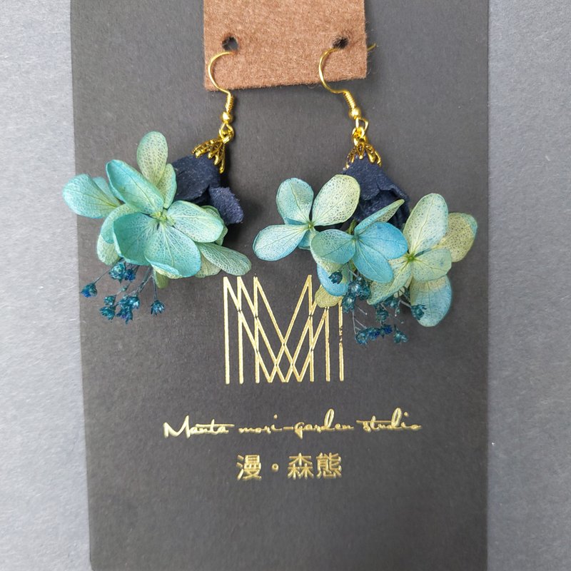漫森态 干燥花耳环 永生花耳环 - 耳环/耳夹 - 植物．花 蓝色