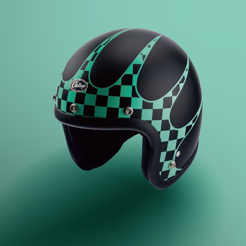 GALLOP P-51 Mustang战斗机 3/4半罩安全帽 黑绿款 - 安全帽 - 其他材质 