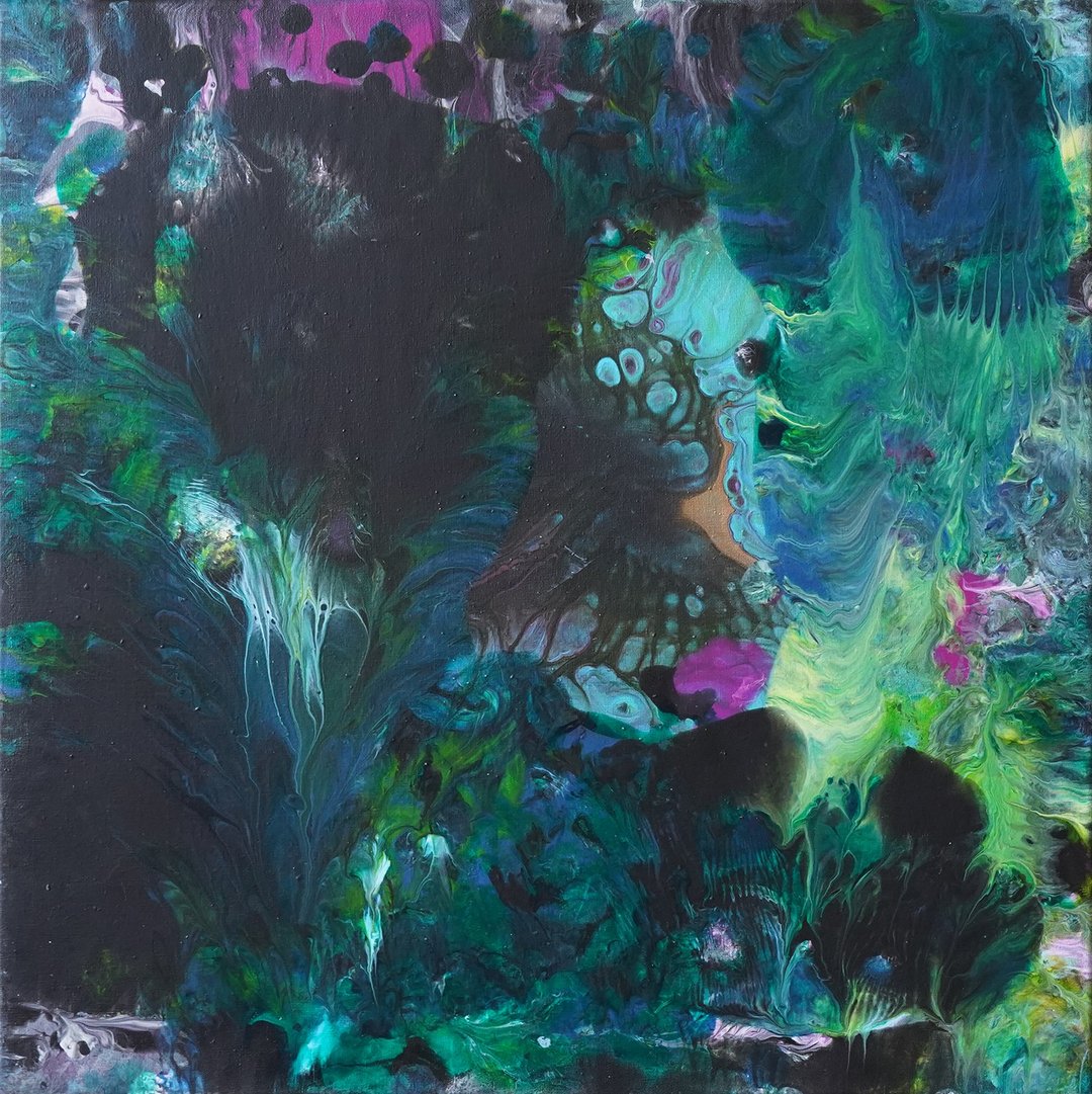 水下世界。JELLYFISH / 绘画原创抽象艺术帆布 40*40 cm - 海报/装饰画/版画 - 压克力 多色