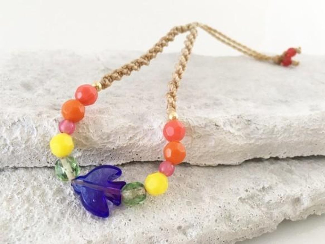 Happy Blue Bird ☆ French Beads ☆ Macrame Breath - 手链/手环 - 其他材质 