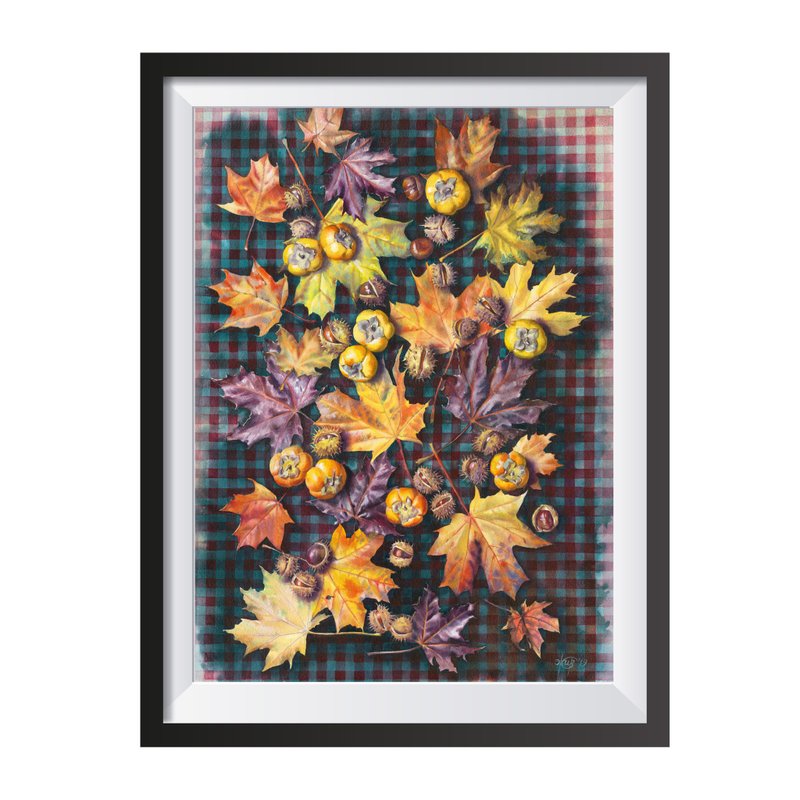 Autumn still life watercolor Poster Museum quality print Wall art - 海报/装饰画/版画 - 纸 多色