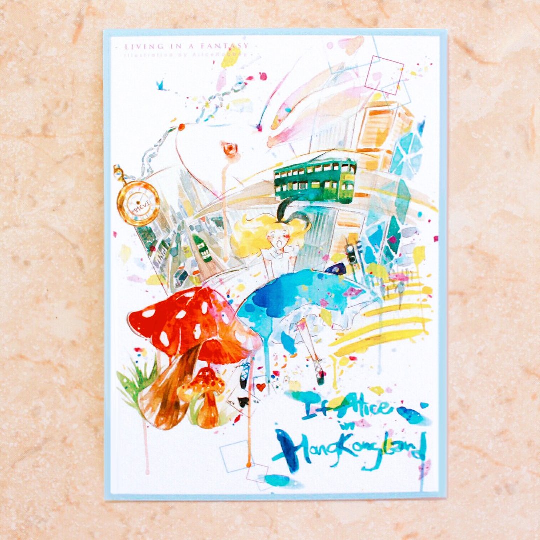 Alice Hobbey  爱丽丝梦游仙境 双面水彩插画明信片 Postcard - 卡片/明信片 - 纸 多色