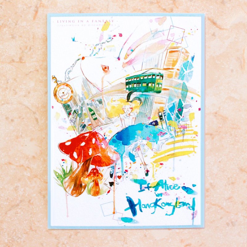 Alice Hobbey  爱丽丝梦游仙境 双面水彩插画明信片 Postcard - 卡片/明信片 - 纸 多色