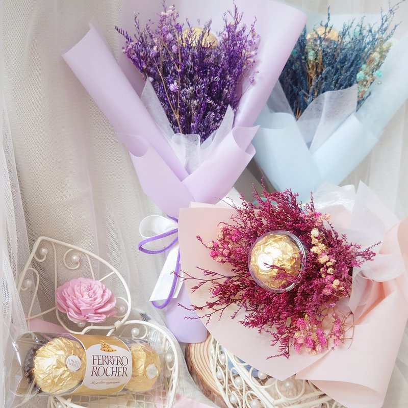 金莎小花束 /永生花/干燥花束/情人节花束/生日礼物/礼物/金莎 - 干燥花/捧花 - 植物．花 粉红色