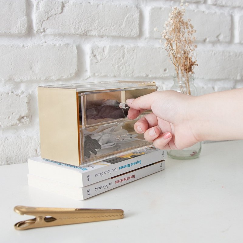 闪耀金 两层收纳小抽屉 - 收纳用品 - 压克力 金色