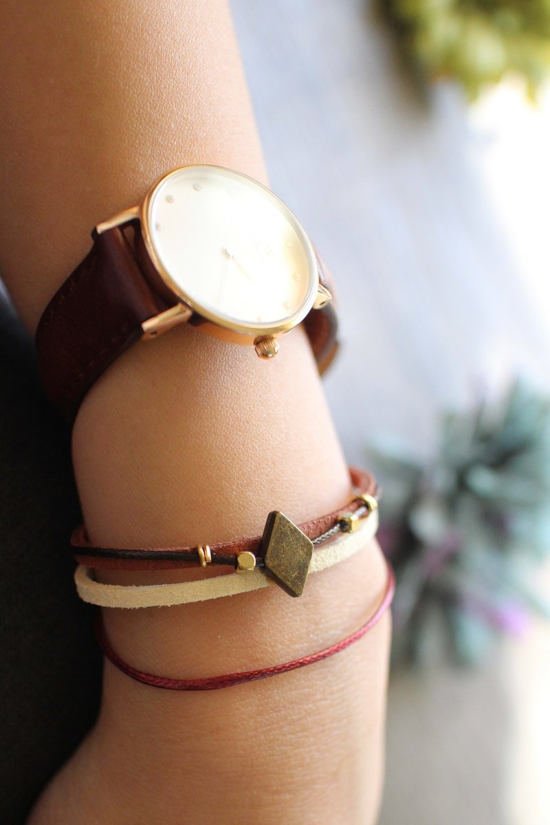 仿麂皮韩国绒手环【流浪者之挽歌】 - 手链/手环 - 真皮 咖啡色