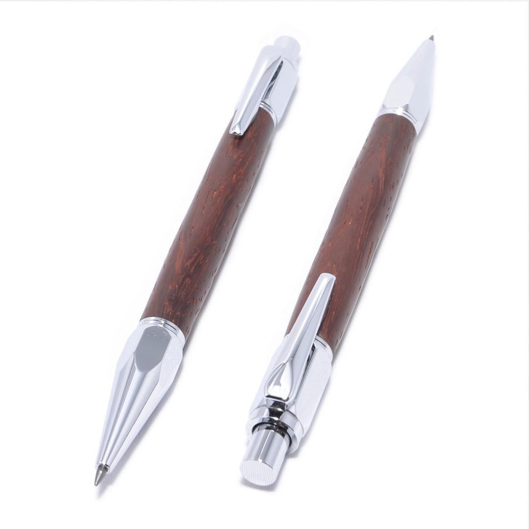 【Made to order】 2mm Wooden Mechanical Click Pencil (Padauk, Chrome plating) VPNC-C-PAD - 其他书写用品 - 木头 咖啡色