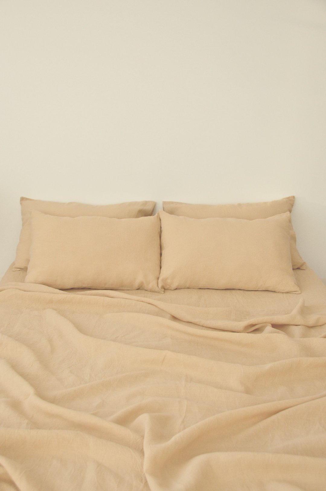 Caramel linen flat sheet / Linen bedsheet / Softened stonewashed linen sheet - 寝具 - 亚麻 卡其色