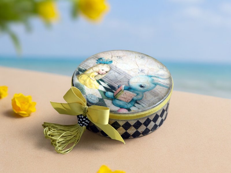 送给孩子的礼物爱丽丝梦游仙境婴儿纪念品盒托儿所装饰 - 收纳用品 - 木头 多色