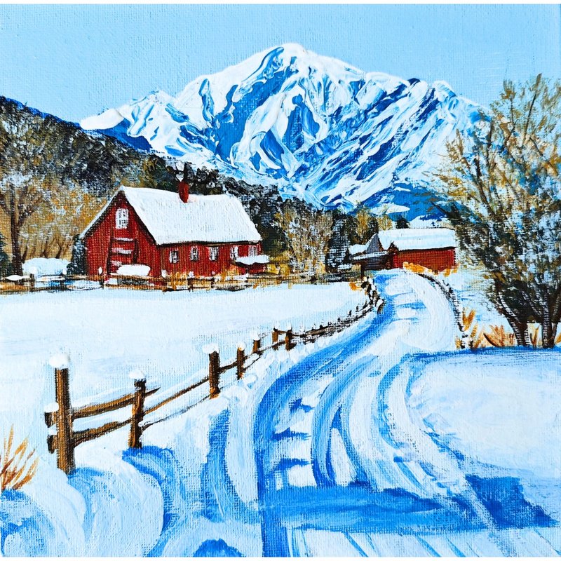 RinaArtSK 的山村冬季风景圣诞礼物艺术品 - 墙贴/壁贴 - 其他材质 多色