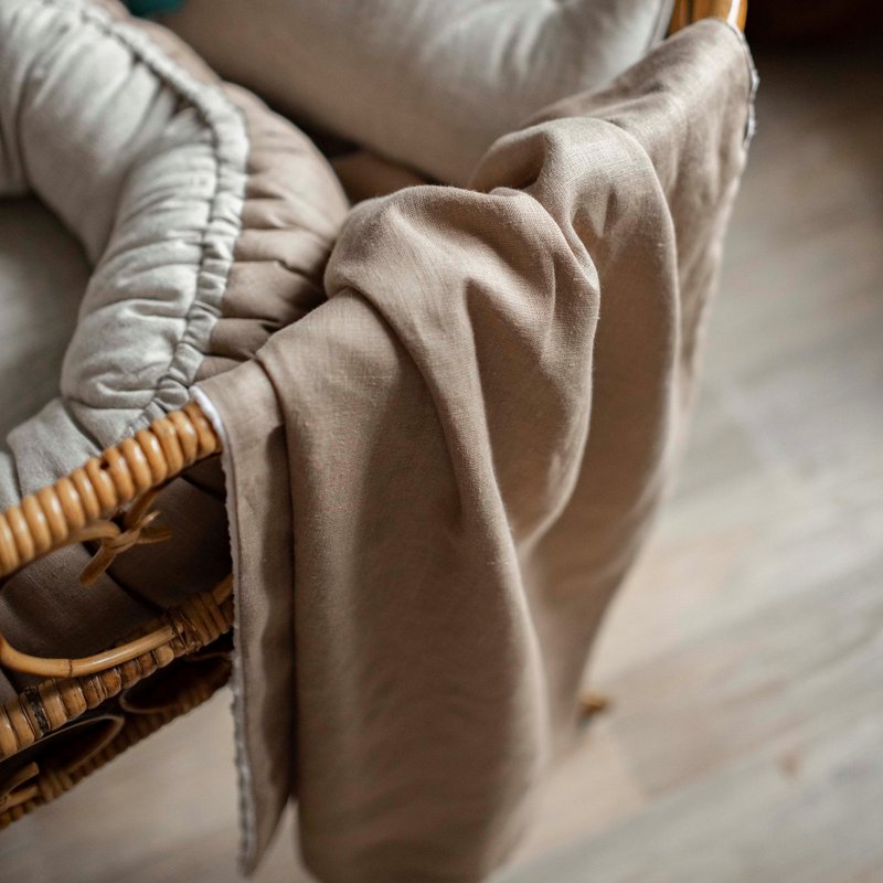 Linen (flax) cacao baby quilt – organic blanket - 婴儿床上用品 - 亚麻 咖啡色