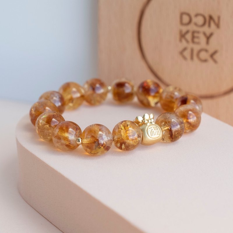 金光灿灿 财源滚滚丨琥珀色黄塔晶丨天然矿石水晶手环手链礼物 - 手链/手环 - 水晶 黄色