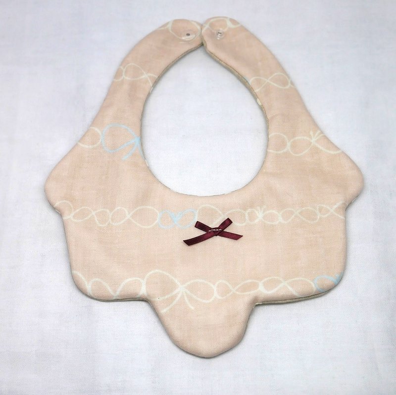 Japanese Handmade 8-layer-gauze Baby Bib/ ribbon - 围嘴/口水巾 - 棉．麻 粉红色