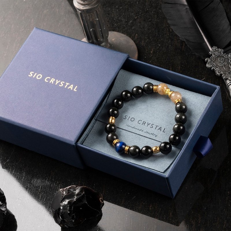 能量手链【非凡-灯塔】金曜石金发晶蓝虎眼手链 - 手链/手环 - 水晶 多色