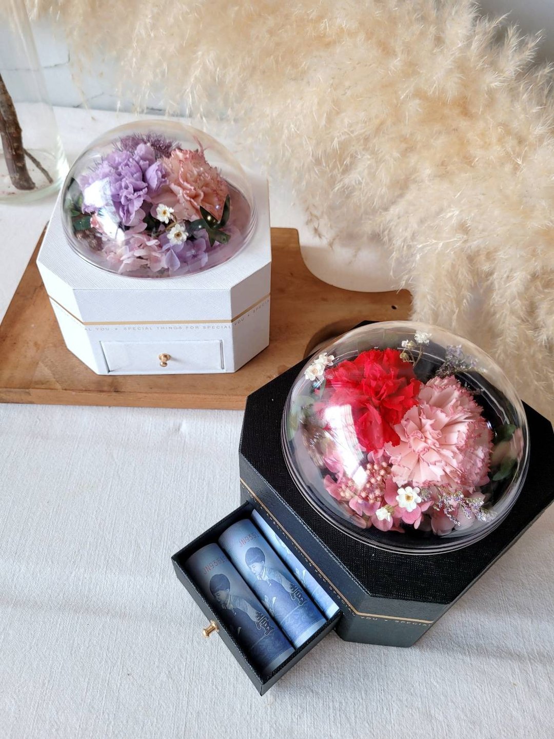 海藏花苑 | 母亲节限定 那须の森-AURA天幕透明永生花艺盒 有钱花 - 植栽/盆栽 - 植物．花 红色