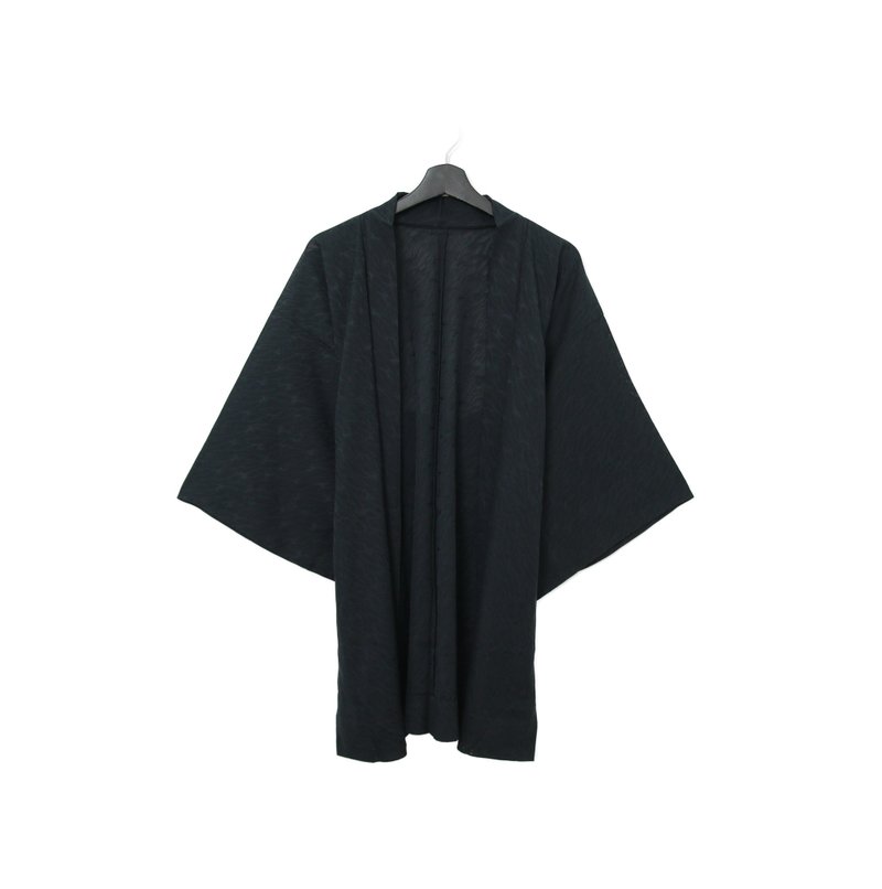 Back to Green-日本带回羽织 黑透肤 波光 kt-02/vintage kimono - 女装休闲/机能外套 - 丝．绢 