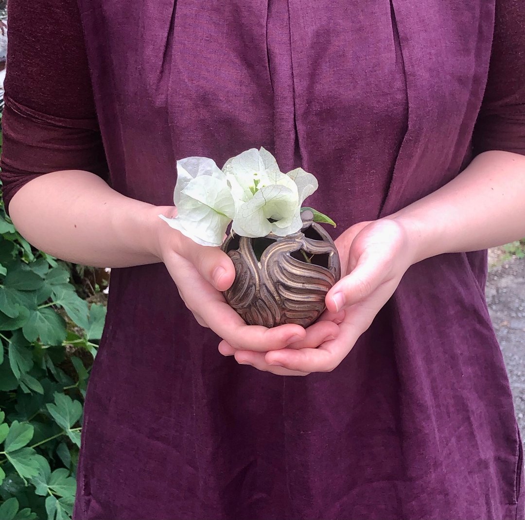 Small ball-shaped vase 2 Flower vase - 花瓶/陶器 - 陶 