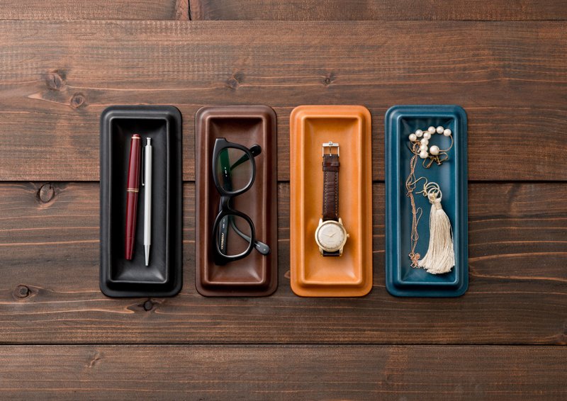 皮革托盘 M 收纳托盘 配件 手表 眼镜 钢笔 礼物 礼物 小物品 - 收纳用品 - 真皮 黑色