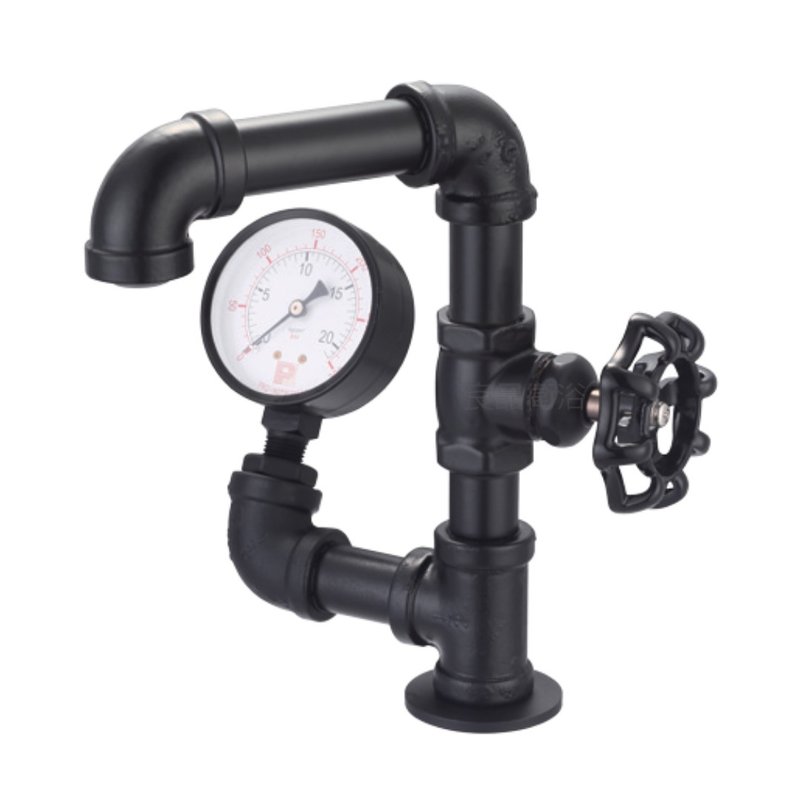 【人水良品卫浴】工业风积木立栓(黑)压力表 34-142 - 卫浴用品 - 铜/黄铜 黑色