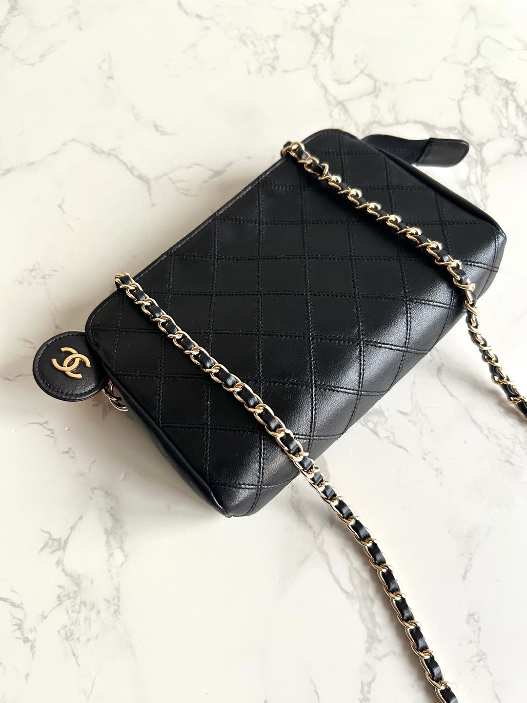 中古包 Chanel 黑色小羊皮革斜背包 单肩包 侧背包 二手包 古董包 - 侧背包/斜挎包 - 真皮 黑色
