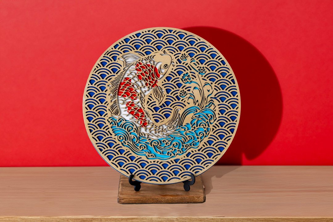 鲤鱼舞 精准鲤鱼幡 端午节桌面装饰 蒸蒸日上　财源滚滚　生意兴 - 摆饰 - 木头 金色