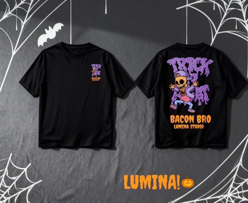 LUMINA 万圣节限定款 – 培根兄弟骷髅上衣-哥哥款 - 男装上衣/T 恤 - 棉．麻 黑色