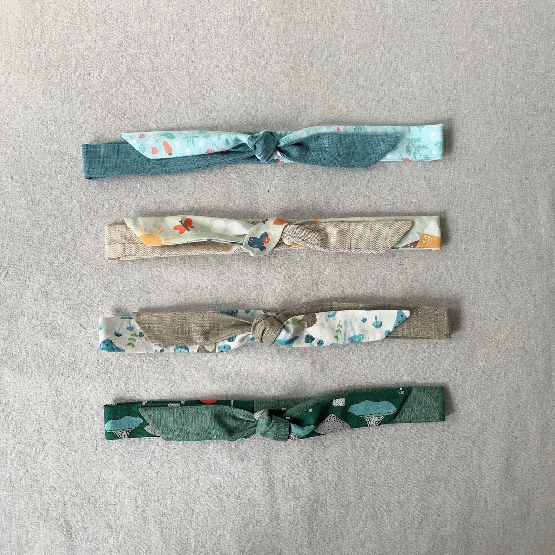 岛森家 / 细版发带 / 森林里的小角落 - 发饰 - 棉 绿色