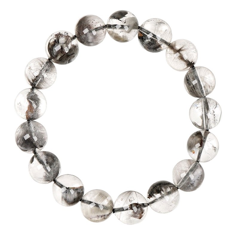 【正佳珠宝】黑银钛 顶级净透猫眼银钛晶 10.9-11.5mm 黑银钛手珠 - 手链/手环 - 半宝石 多色