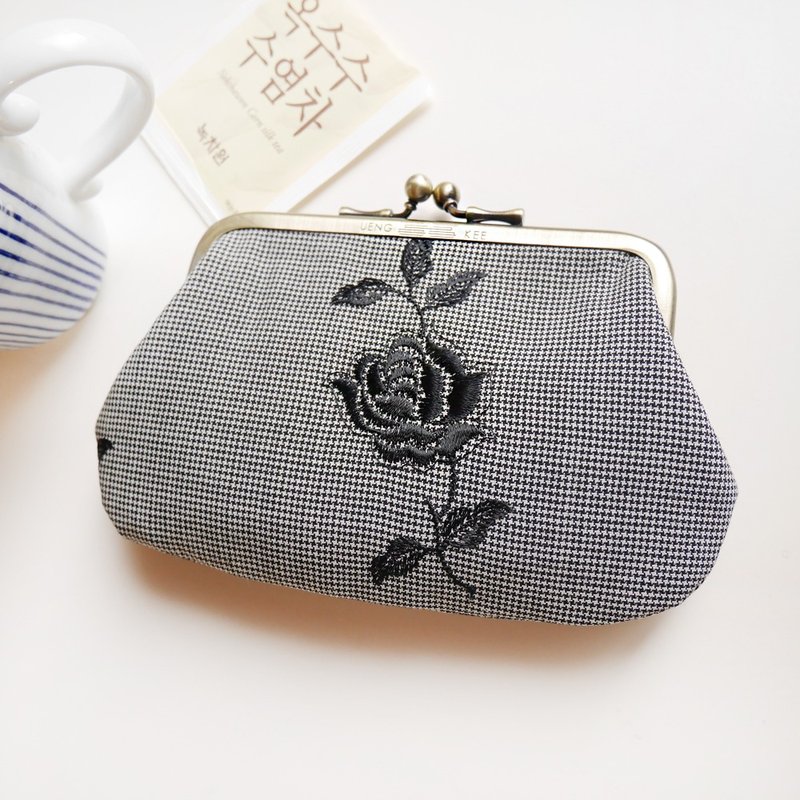 黑玫瑰小太刀  口金包 子母包 / 零钱包 【台湾制造】 - 零钱包 - 其他金属 灰色