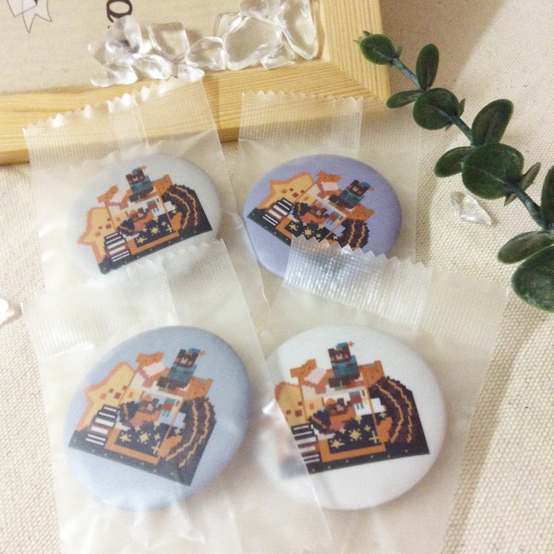 【星月熊】 Pixel Art 徽章 - 胸针 - 其他材质 