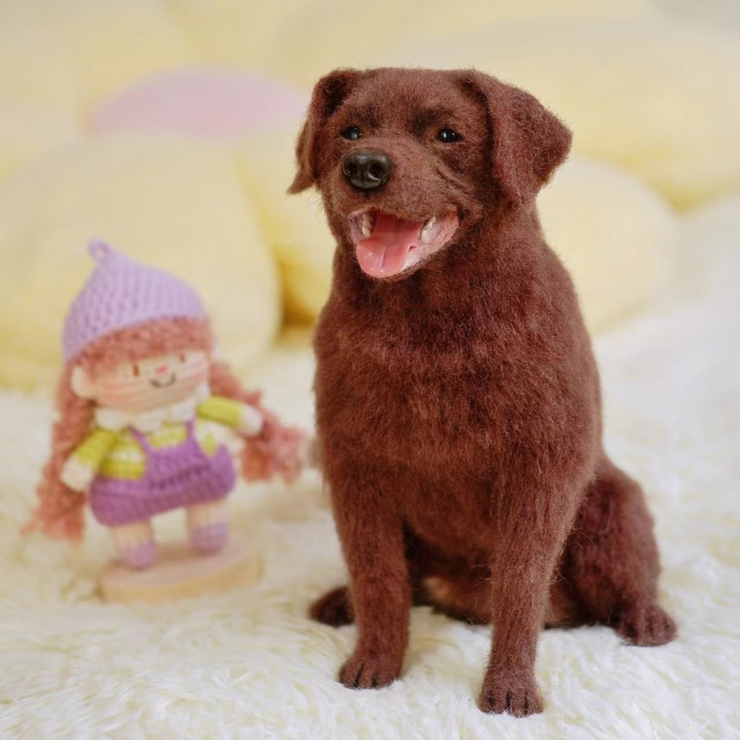 定制 逼真犬 毛孩 宠物 羊毛毡 娃娃 似颜绘 纪念 狗狗 礼物 h1 - 玩具 - 羊毛 多色