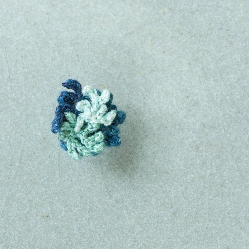 观叶钩织耳环 #2 - 耳环/耳夹 - 棉．麻 蓝色