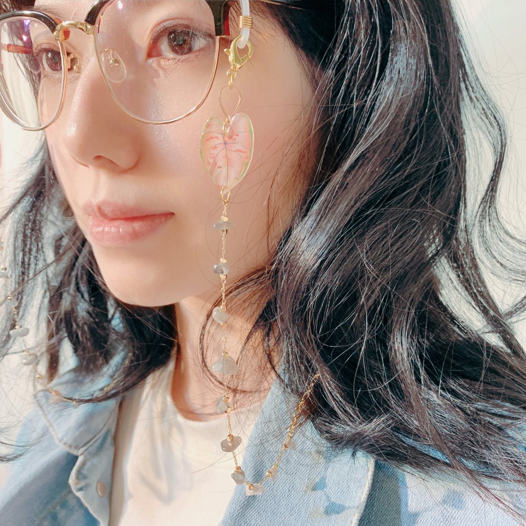 眼镜链 项链 彩叶芋 树脂 观叶植物 月光石 口罩链  礼物 情人节 - 项链 - 绣线 多色