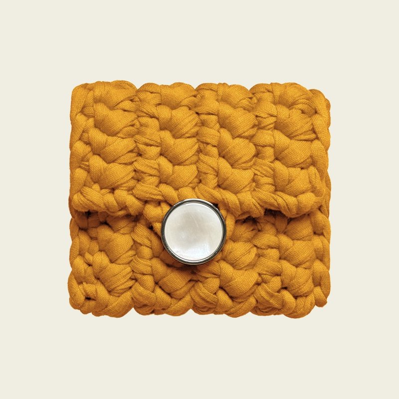 ontheblue纽扣盒_芥末 - 皮夹/钱包 - 棉．麻 橘色