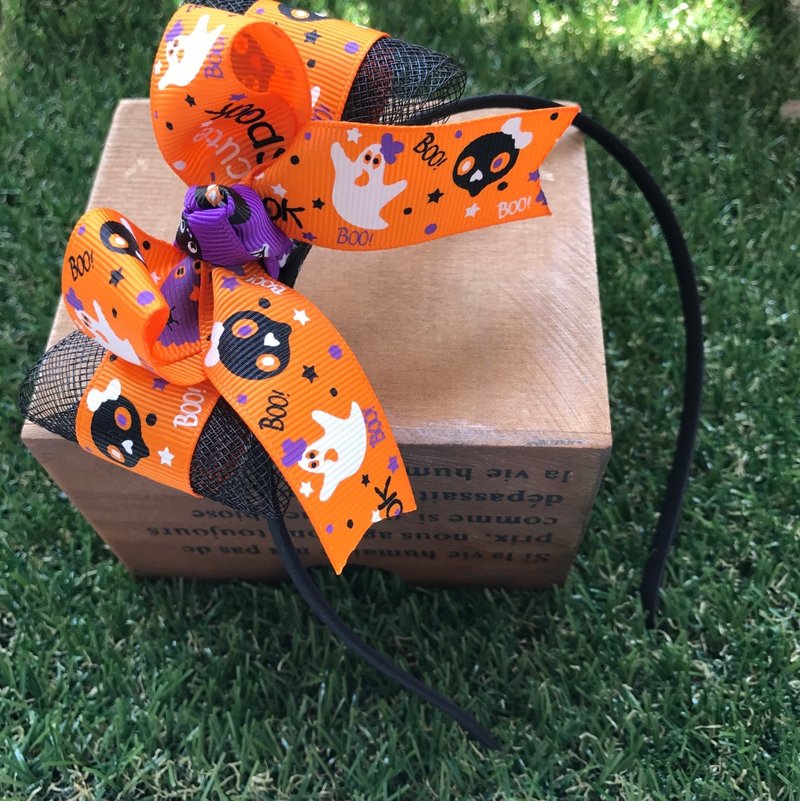 早鸟万圣节系列-10无敌立体大蝴蝶结发箍 - 围嘴/口水巾 - 其他材质 黑色