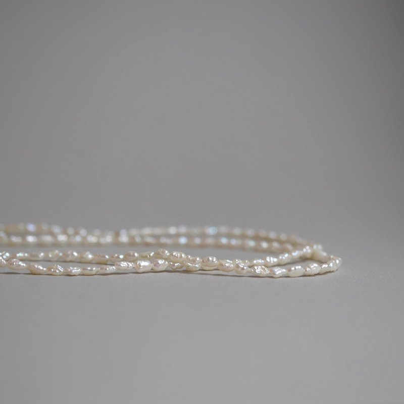 14KGF 米粒珍珠磁吸式手链 - 项链 - 其他金属 白色