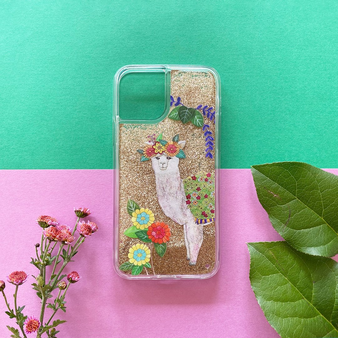 Glitter iPhone Case // Baby Alpaca - 手机壳/手机套 - 塑料 橘色