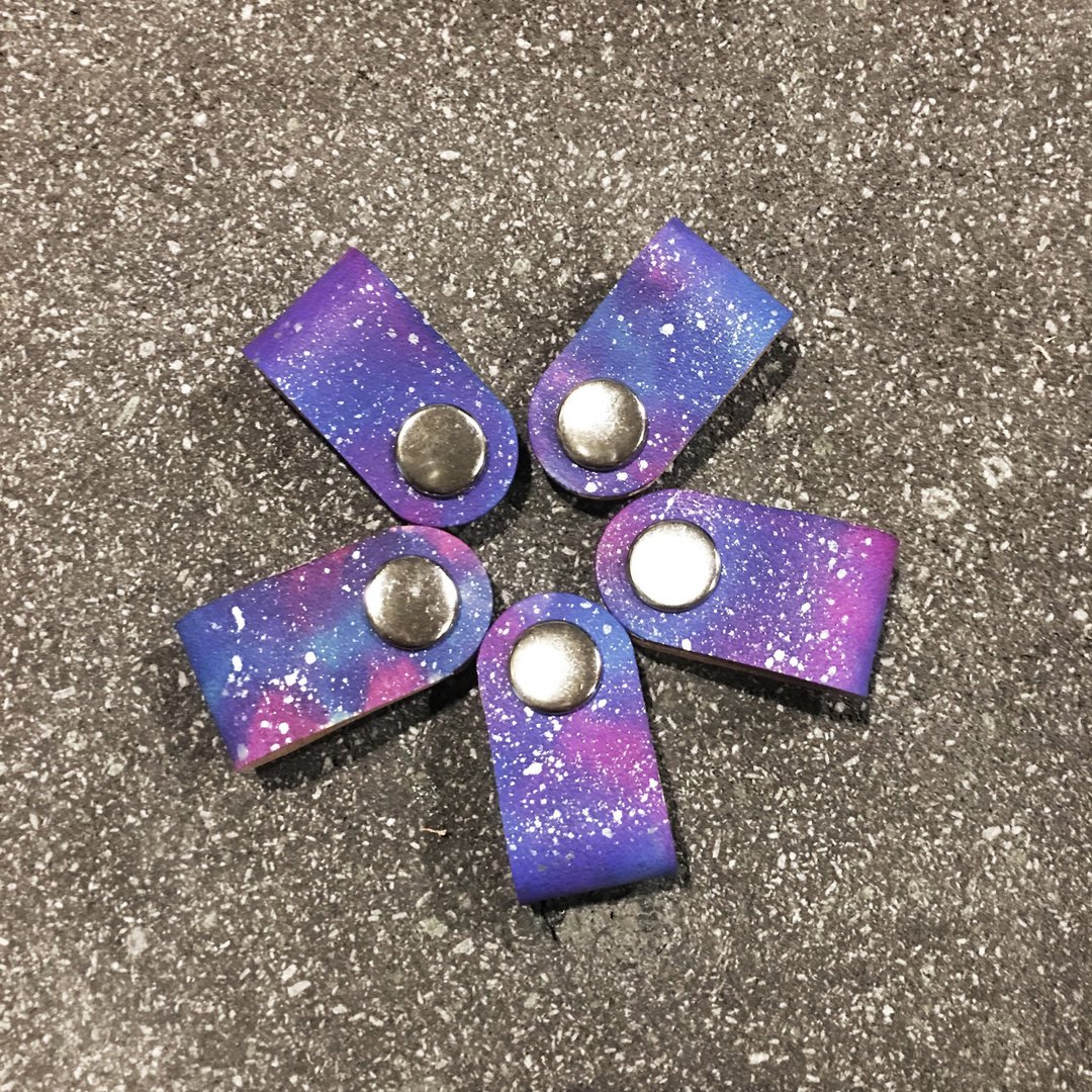 单入 星空集线器 小号四合扣 耳机线卷线器收线器零碎线段收整 - 卷线器/电线收纳 - 真皮 紫色